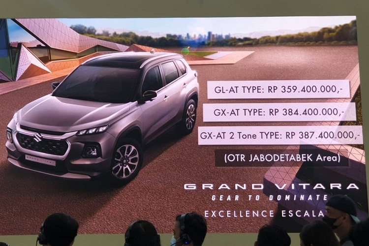Theo đó, tại thị trường Indonesia, Suzuki Grand Vitara 2023 mới có 3 phiên bản là GL AT, GX AT và GX AT 2 Tone (sơn 2 màu). Giá bán của mẫu SUV cỡ B này dao động từ 359,4 - 387,4 triệu Rupiah (khoảng 568 - 612 triệu đồng). Như vậy, mức giá xe Suzuki Grand Vitara 2023 khởi điểm cao hơn mức dự kiến ban đầu.