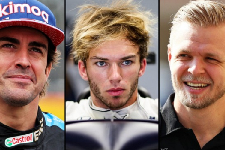 Ở vị trí thứ 9 trong bảng xếp hạng là Fernando Alonso (trái), Pierre Gasly (giữa), Kevin Magnussen với mức lương 5 triệu USD/năm (117 tỷ đồng).