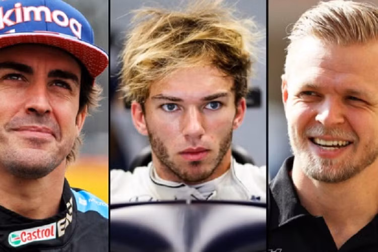 Ở vị trí thứ 9 trong bảng xếp hạng là Fernando Alonso (trái), Pierre Gasly (giữa), Kevin Magnussen với mức lương 5 triệu USD/năm (117 tỷ đồng).