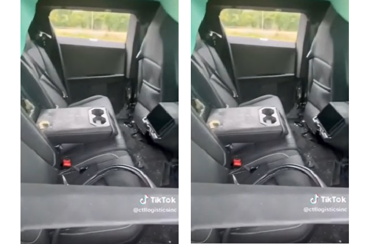 Ở hàng ghế sau của chiếc bán tải này có hai ngăn để cốc hình bát giác, màn hình cảm ứng kiểu máy tính bảng gắn ở phía sau cụm điều khiển trung tâm. Màn hình này có chức năng giải trí cho người ngồi hàng ghế sau, người dùng cũng có thể tùy chỉnh điều hòa và thực hiện một số cài đặt khác.