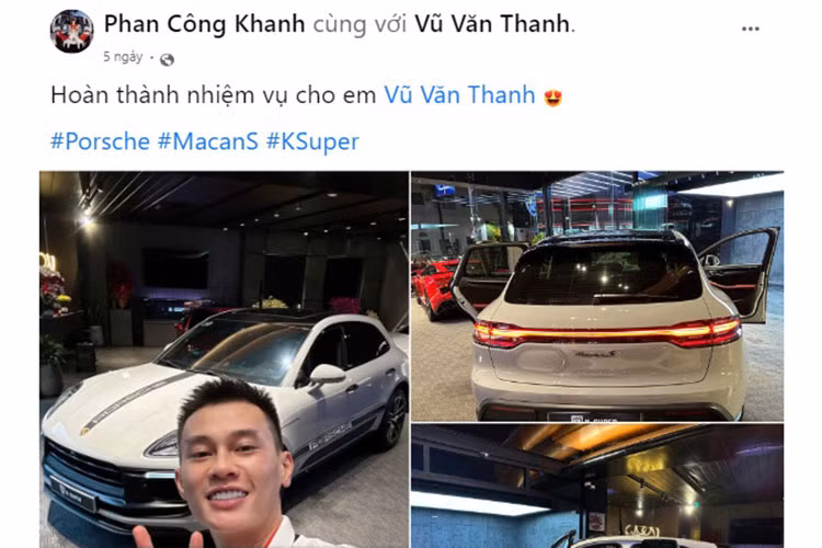 Khác với những đồng nghiệp khác chọn mua xe chính hãng, Văn Thanh quyết định nhờ tay cò siêu xe Phan Công Khanh - ông chủ của showroom siêu xe K-Super săn lùng dùm cho mình chiếc Porsche Macan hàng lướt như còn mới.
