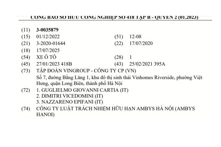 Mới đây, trong công báo sở hữu công nghiệp số 418 tập B - quyển 2 tháng 1/2023 của Cục Sở hữu trí tuệ Việt Nam đã bất ngờ xuất hiện hình ảnh của mẫu ôtô điện VinFast VF9 hoàn toàn mới. Hiện mẫu SUV thuần điện cỡ lớn này đã không còn xa lạ với người dùng Việt Nam dù chưa chính thức được giao đến tay khách hàng. Tuy nhiên, trong hình ảnh đăng ký bảo hộ kiểu dáng công nghiệp, VinFast VF9 lại sở hữu một số chi tiết thiết kế khác biệt so với trước đây.