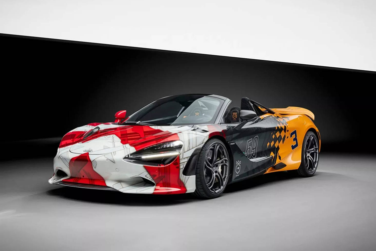 Siêu xe McLaren 750S 3-7-59 với những con sô là số hiệu của những chiếc xe đua từng dành chiến thắng tại Indy 500, MonacoGP và Le Mans.