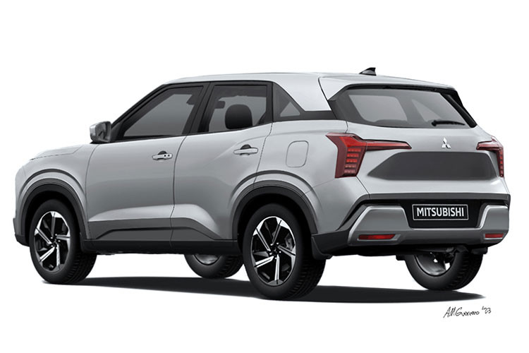 Ở phía sau, Mitsubishi XFC phiên bản thương mại cũng xuất hiện cụm đèn hậu hình chữ "T". Thiết kế cản sau của phiên bản thương mại được giữ nguyên như xe concept nhưng không có cụm đèn hình lục giác mà chỉ có dải đèn phản quang nằm thấp.