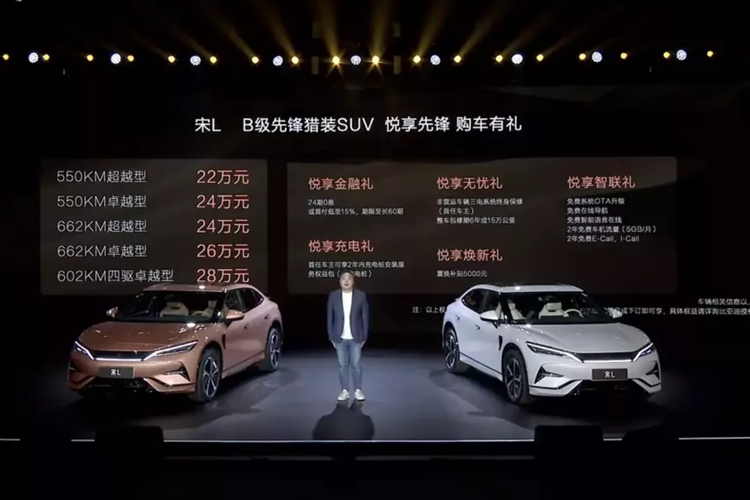 SUV điện BYD Song L cũng áp dụng ngôn ngữ thiết kế của thương hiệu mới nhất có tên Dragon Face và mẫu xe SUV fastback này cũng đã bắt đầu được bán trước tại Trung Quốc.