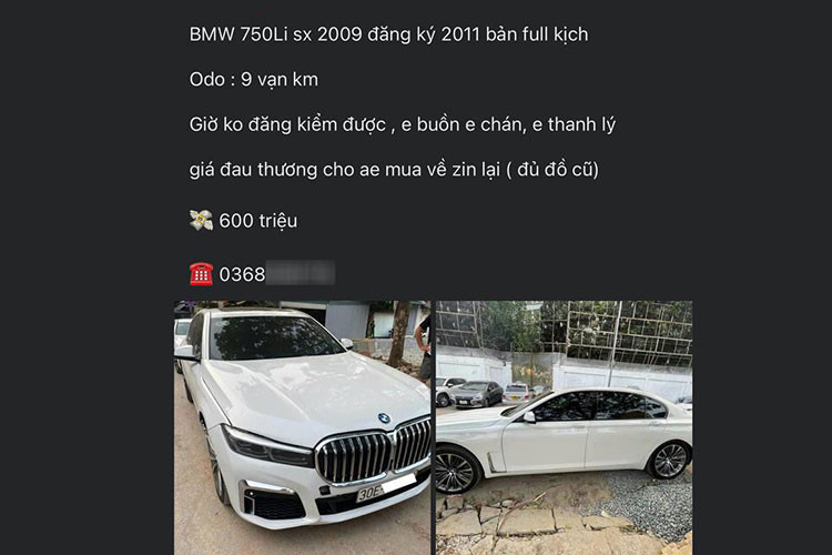 Theo chủ nhân thông tin thì chiếc BMW 750Li hạng sang này đã được độ một số chi tiết ngoại thất, nên hiện tại xe không thể đăng kiểm. Tuy nhiên, đồ “zin” của xe vẫn còn nguyên vẹn, nên người mua có thể tự kiếm đồ để thay thế, sau đó đưa xe đi đăng kiểm bình thường.