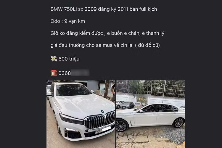 Theo chủ nhân thông tin thì chiếc BMW 750Li hạng sang này đã được độ một số chi tiết ngoại thất, nên hiện tại xe không thể đăng kiểm. Tuy nhiên, đồ “zin” của xe vẫn còn nguyên vẹn, nên người mua có thể tự kiếm đồ để thay thế, sau đó đưa xe đi đăng kiểm bình thường.