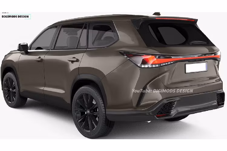 Nhìn ngang hông xe, có thể thấy nắp ca-pô và vòm bánh xe đã trở nên “cơ bắp” hơn. Ở phía sau, Lexus GX 2024 gây ấn tượng với dải đèn LED nằm vắt ngang đuôi xe rất thời thượng. Ở phía trên dải đèn này là nẹp màu đen dập dòng chữ "Lexus" thay cho logo của hãng.