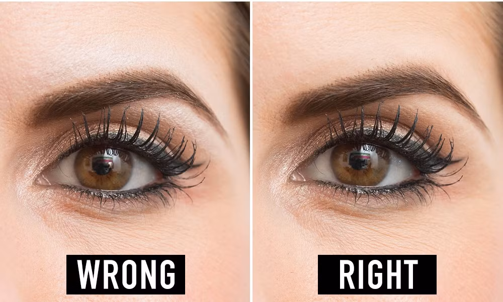 Màu lông mày màu quá sáng và quá nhiều nhũ.