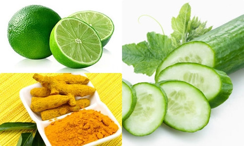 Hỗn hợp chanh, nghệ và nước ép dưa chuột. Trong chanh có chứa axit có tác dụng tẩy trắng và làm nhạt màu lông, mặt khác nghệ có tác dụng se khít lỗ chân lông, làm sang da gốc lỗ chân lông. Cuối cùng, nước ép dưa chuột giúp làm mềm và dịu da sau quá trình tẩy lông. Bạn hãy bôi hỗn hợp chanh - nghệ lên khu vực ria ép 10-15 phút, sau đó rửa sạch và bôi nước ép dưa chuột lên.