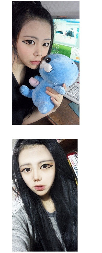 Với kiểu trang điểm mắt quái dị này, những đôi mắt to tròn kì dị đôi khi sẽ khiến người đối diện giật mình. Tuy vậy các cô gái vẫn tự tin với cách mình “làm đẹp” cho “cửa sổ tâm hồn”.