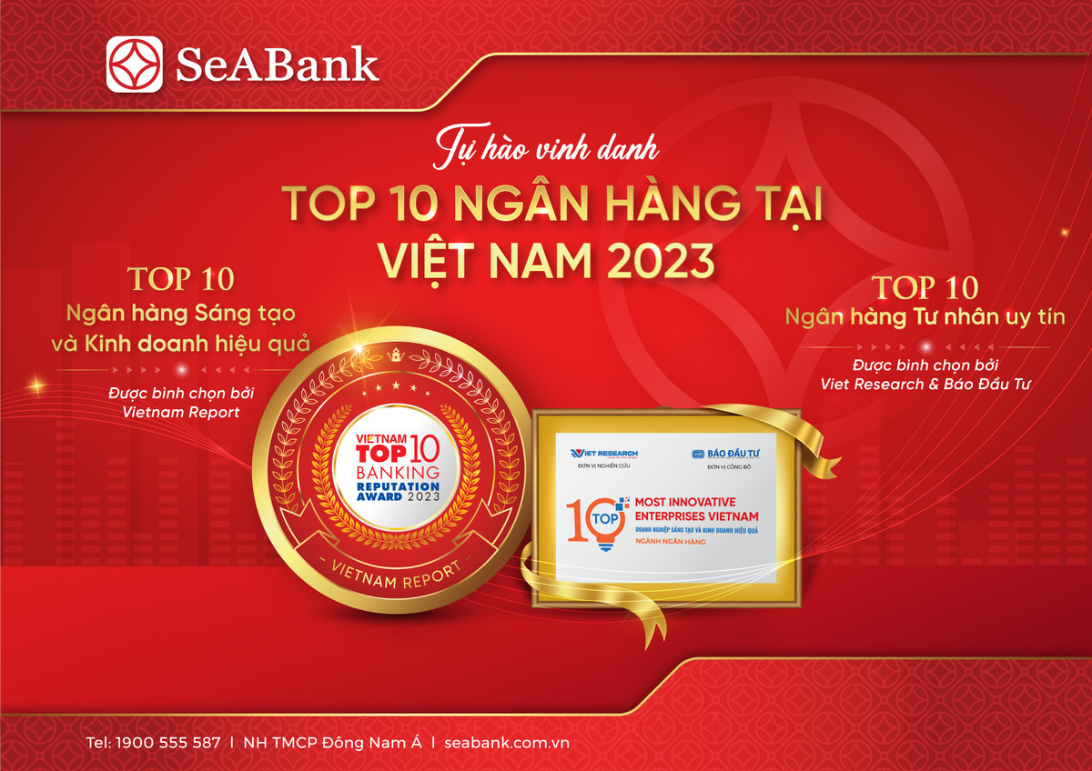 SeABank duoc vinh danh trong Top 10 Ngan hang tu nhan uy tin 2023