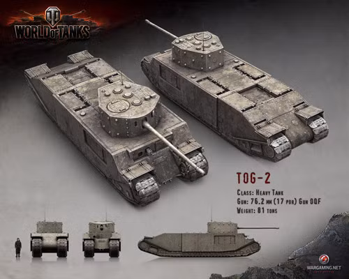 Về mặt cấu trúc, TOG-2 là một chiếc xe khổng lồ nhưng với mẫu hình hộp đã lỗi thời. Bề mặt dọc của xe được chế tạo nhỏ nhưng có giáp dày và nặng để giúp bảo vệ cơ bản cho xe trước đạn bắn vào. Theo Wikipedia, giáp của xe tăng TOG-2 dày 114mm ở phía trước tháp pháo, 76mm ở hai bên và phía trước xe và phía sau xe tăng dày 50mm.