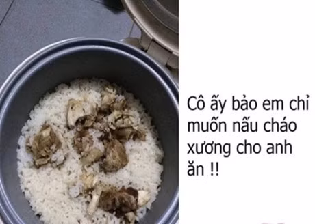 Chỉ biết câm nín trước nồi cháo xương.
