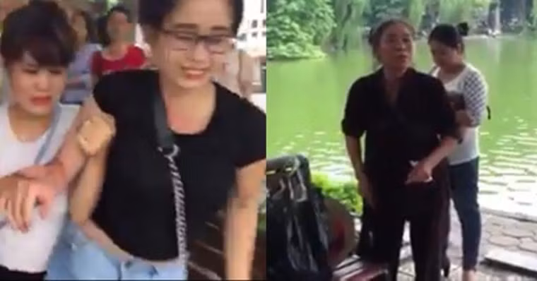 Qua tìm hiểu, anh Quân - người đăng tải bài viết cũng là người phát hiện vụ việc trên cho biết, sự việc xảy ra vào khoảng 15h ngày 6/9. Khi thấy hai thiếu nữ này đang thực hiện hành vi lừa tiền của một cô bé, anh cùng bà Nậm (người phụ nữ nổi tiếng vì đã từng một mình bắt những đối tượng lừa đảo bán tăm từ thiện ở hồ Hoàn Kiếm - Hà Nội) ngăn cản sự việc.