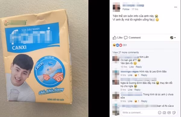 Chỉ sau vài tiếng đồng hồ xuất hiện trên các fanpage nổi tiếng, trào lưu tìm hot boy sữa đậu nành thu hút dân mạng, đặc biệt là hội chị em "săn lùng trai đẹp". "Tiện thể xin luôn thông tin của anh này, vì anh ấy mà tôi nghiện uống Fa..", "Các mẹ cho em xin link" là những bình luận "nóng" mạng xã hội quanh chàng trai điển trai bí ẩn. Ảnh chụp màn hình