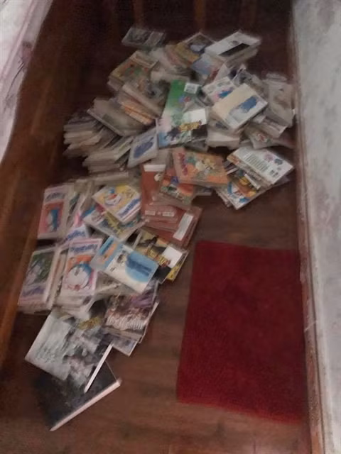 Theo chia sẻ của Nguyễn Hằng thì M.Trung (SN 1990) - chồng cô, nhiều khi mê truyện hơn cả vợ. Thỉnh thoảng anh chồng mê truyện lại lẻn mua về. Phòng của hai vợ chồng chật chội, vốn đã xếp gọn truyện vào nơi khác, nhưng không ngờ anh chàng lại khuân về.