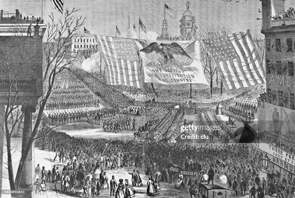 Cuộc duyệt binh đầu tiên trong lịch sử Mỹ là cuộc duyệt binh mừng chiến thắng sau khi Nội chiến Mỹ kết thúc. Ảnh: GI.