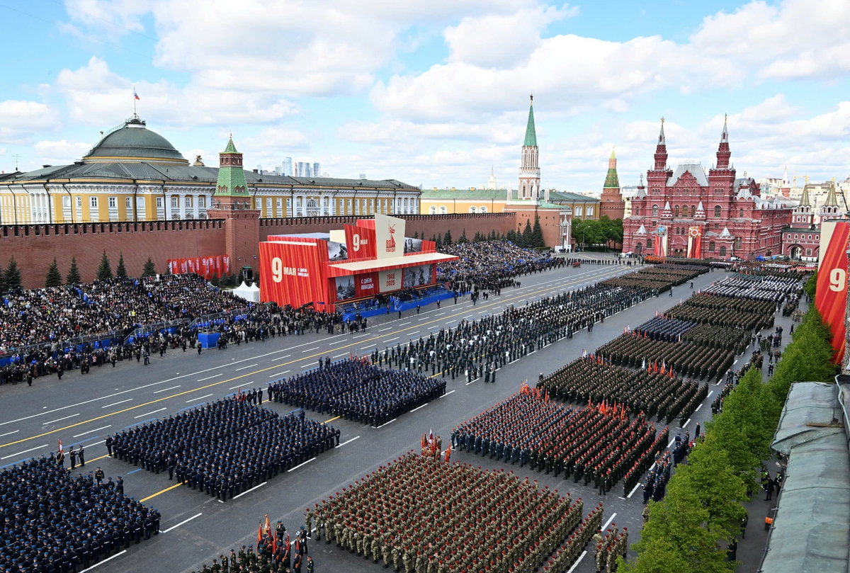 Ngày 9/5/2025 tại Quảng trường Đỏ ở thủ đô Moscow, Nga long trọng tổ chức lễ kỷ niệm 80 năm Ngày Chiến thắng trong Chiến tranh Vệ quốc vĩ đại (9/5/1945 - 9/5/2025). (Nguồn ảnh: Ria Novosti)