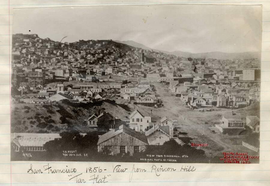 Một góc nhìn từ khu phố Rincon Hill của San Francisco năm 1856.