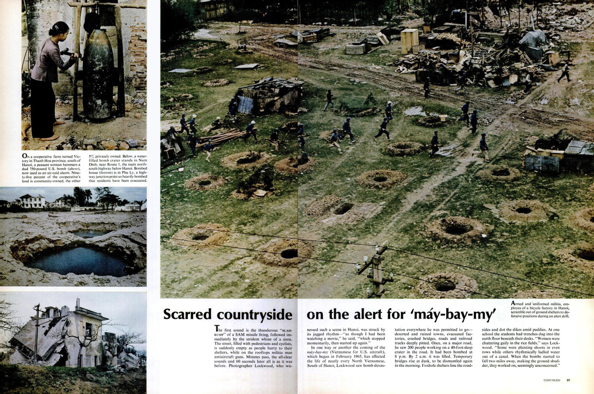  Hình ảnh Hà Nội với đầy rẫy hố cá nhân để tránh bom cùng thuật ngữ "Máy bay Mỹ" - câu nói ám ảnh nhất với người dân Hà Nội lúc bấy giờ cũng được đưa lên tạp chí Mỹ. Nguồn ảnh: Flickr