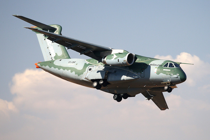 Máy bay vận tải Embraer KC-390 hai động cơ, đây là loại máy bay vận tải quân sự do Không quân Brazil nghiên cứu và phát triển. Nguồn ảnh: TASS.