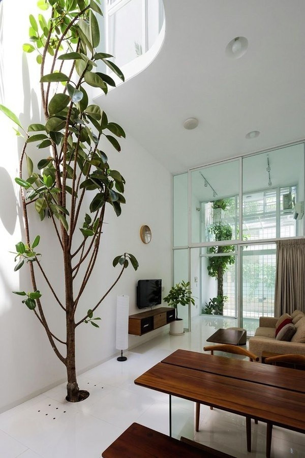 Thiết kế khoảng thông tầng vô cùng đặc biệt với những đường cong mềm mại và nghệ thuật. Cây xanh là một phần không thể thiếu mang đến một tổ ấm đầy sắc màu và sức sống mới, quên đi cái nắng nóng oi ả của mùa hè.
