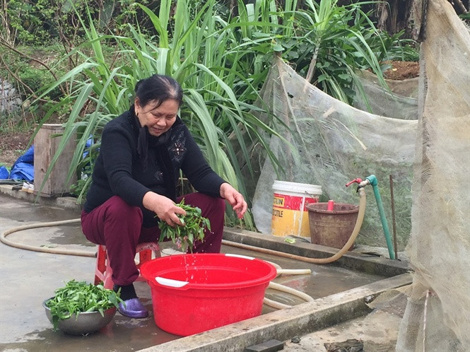 Từng ngày, mấy trăm con người vẫn dùng nước giếng (Ảnh: MT)