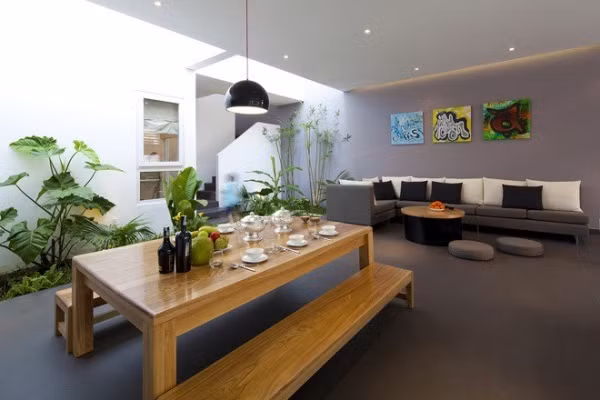 Bạn cũng có thể biến góc nhỏ giếng trời thành khu vườn xinh xắn.