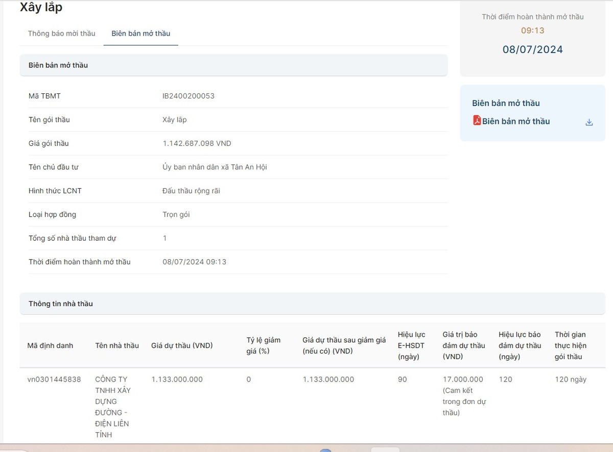 TP HCM: Goi xay lap tai Tan An Hoi, chi 1 nha thau tham gia