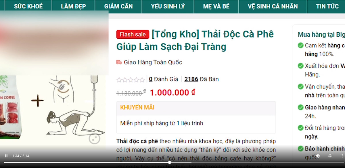 Bom ca phe vao dai trang de thai doc… bac si tieu hoa noi gi?