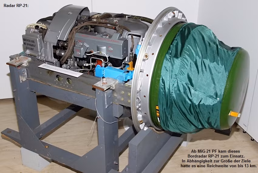 Trang thiết bị trên máy bay radar Saphir-21; máy ngắm quang học ASP-PFD-21; tổ hợp dẫn đường - lái PNK Polyot-OI gồm hệ thống lái tự động SVU-23YeSN; hệ thống dẫn đường gần và hạ cánh RSBSN-5S. Nguồn ảnh: bredow-wed