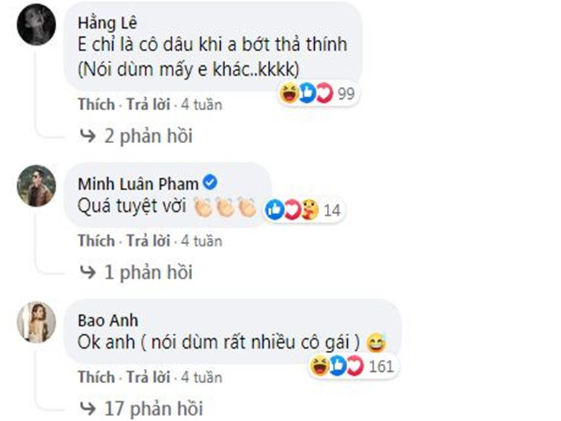 Dưới bài đăng của Quốc Trường, Minh Hằng để lại bình luận "thả thính" lại với đồng nghiệp.