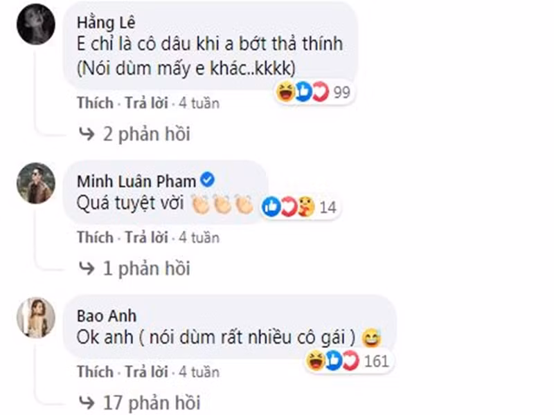 Dưới bài đăng của Quốc Trường, Minh Hằng để lại bình luận "thả thính" lại với đồng nghiệp.