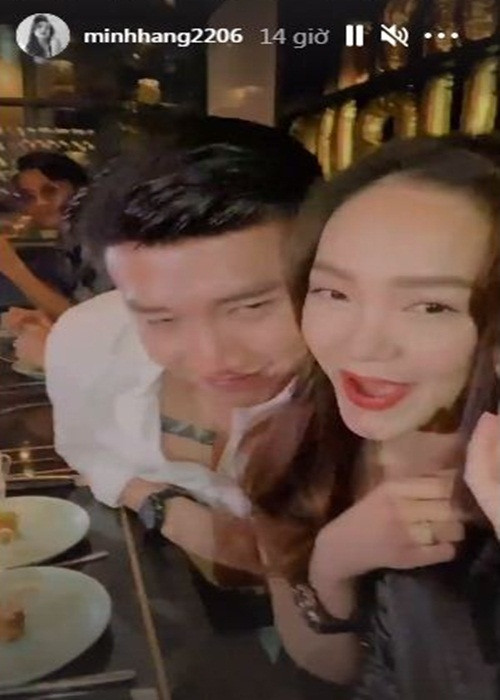 Mới đây, hình ảnh Minh Hằng - Quốc Trường ôm hôn nhau tại quán bar bị rò rỉ. Trên trang cá nhân, Minh Hằng còn đăng tải video tình tứ bên Quốc Trường khi anh đón sinh nhật.