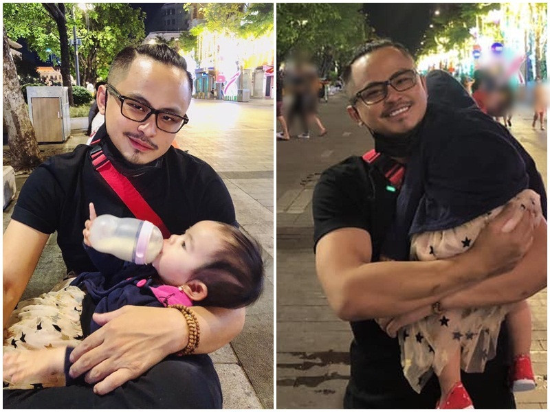 Hình ảnh nam diễn viên phim "Bố già" bồng bế con gái trong một lần đi chơi.