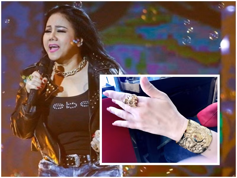 Cách đây ít ngày, Ngọc Ánh cho biết, cô là nghệ sĩ đầu tiên đeo 10 chiếc nhẫn trên 10 ngón tay và tất cả đều bằng vàng, có cái gắn kim cương. Khi đi hát nhạc rock, cô đeo cả 10 ngón tay.