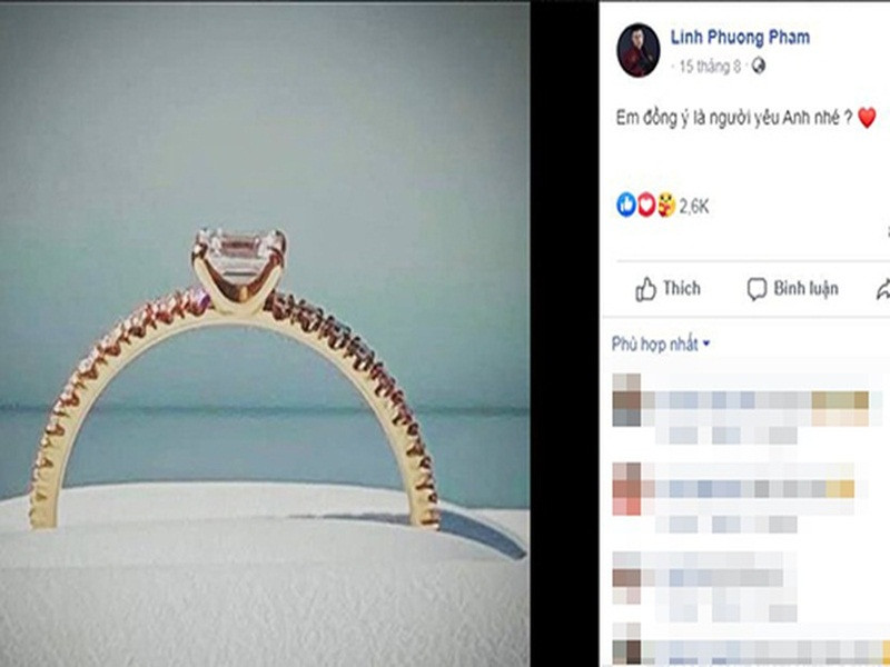 Nam ca sĩ còn từng bị nghi tỏ tình với đàn chị. "Em đồng ý là người yêu anh nhé", TiTi viết khi chia sẻ hình chiếc nhẫn.