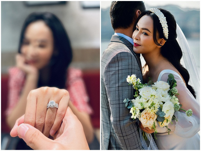 Trước đó, Mỹ Ngọc được nửa kia cầu hôn bằng chiếc nhẫn kim cương cỡ lớn trị giá ước tính hàng tỷ đồng.