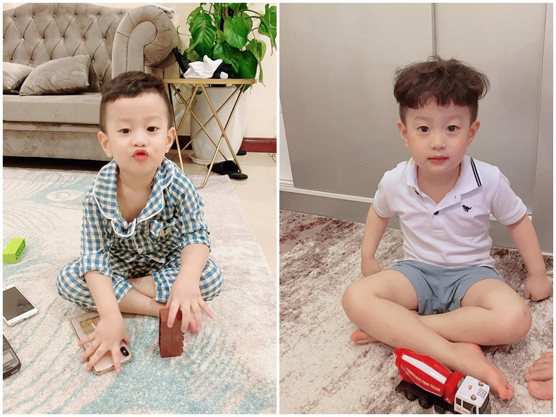 Bé Đậu Đậu sở hữu làn da trắng trẻo, mái tóc được làm xoăn.