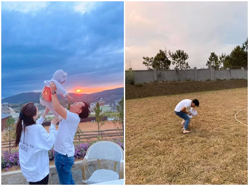 Hinh anh doi thuong hanh phuc cua Truong Giang ben vo con