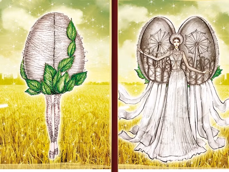 Hình ảnh máy kéo sợi tơ của bộ “Kén em” sẽ có hiệu ứng chuyển động khi trình diễn.