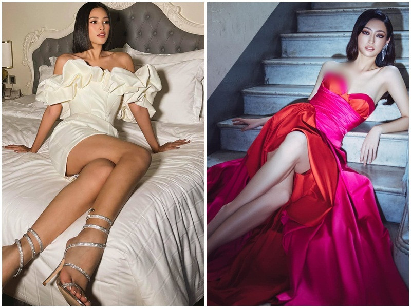 Vóc dáng nuột nà của Tiểu Vy và Lương Thùy Linh không kém cạnh nhau.