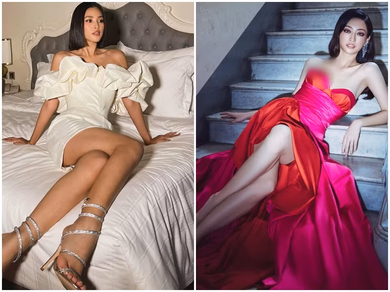 Vóc dáng nuột nà của Tiểu Vy và Lương Thùy Linh không kém cạnh nhau.