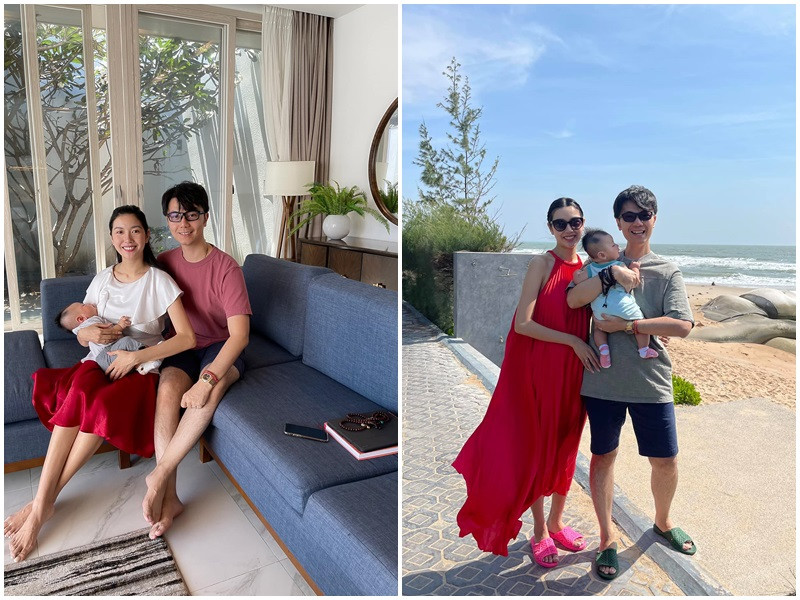 Thúy Vân và ông xã thường xuyên đưa con trai đi du lịch.