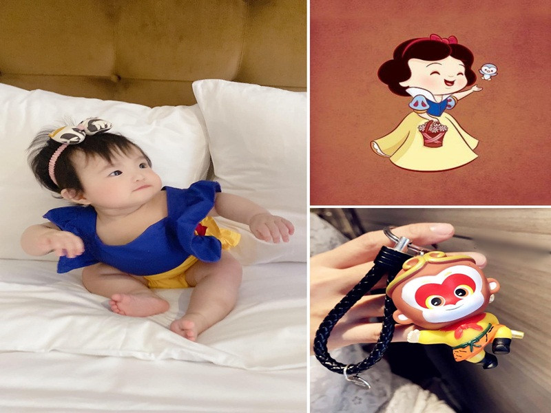 Nữ ca sĩ còn ghép ảnh bé Winnie với nàng Bạch Tuyết và Tôn Ngộ Không. "Mẹ chỉ order Bạch Tuyết nhưng không ngờ được shipper khuyến mãi thêm Tôn Ngộ Không", Đông Nhi viết.