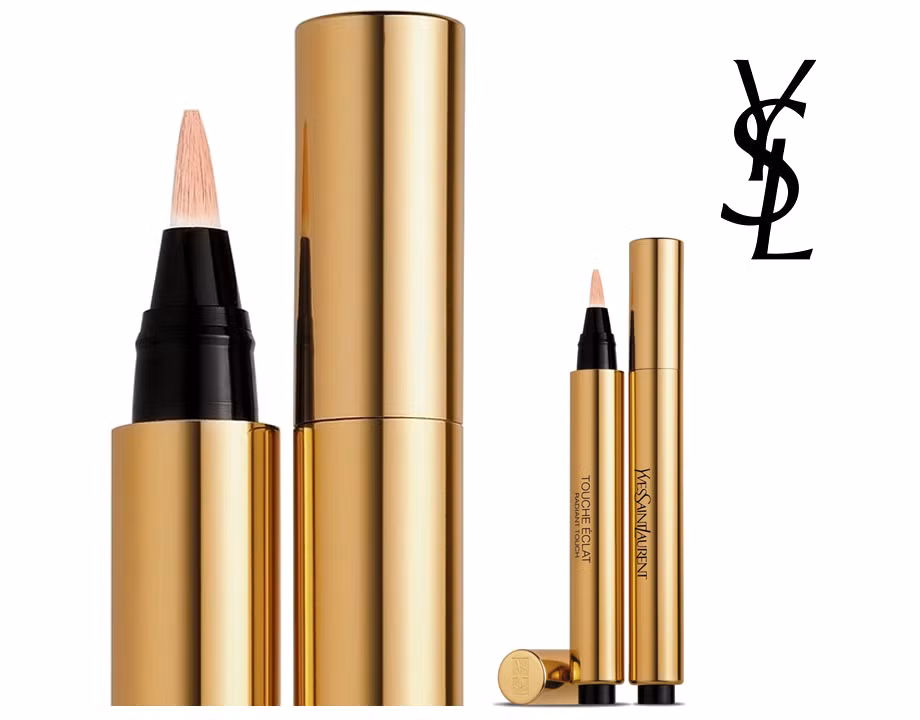 Yves Saint Laurent's Touche Eclat, 41$ (861.000đ). Có thể gọi đây là bút highlight hơn là bút che khuyết điểm vì YSL giúp loại bỏ các quầng thâm, đốm mụn,… bằng cách phản chiếu ánh sáng, đông thời cũng bắt sáng cho bạn một ánh nhìn về da khỏe đẹp. Bên cạnh đó thiết kế như một chiếc bút với những sợ lông nhỏ giúp YSL che được những vùng khó tiếp cận nhất.