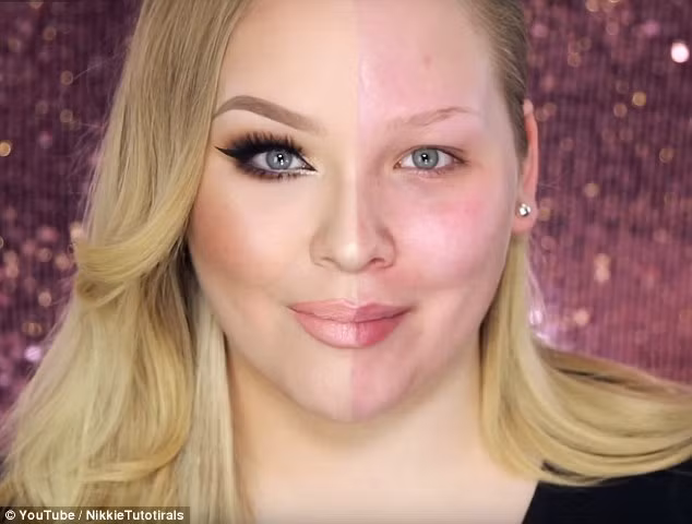 2 nửa khuôn mặt hoàn toàn khác biệt sau khi trang điểm.