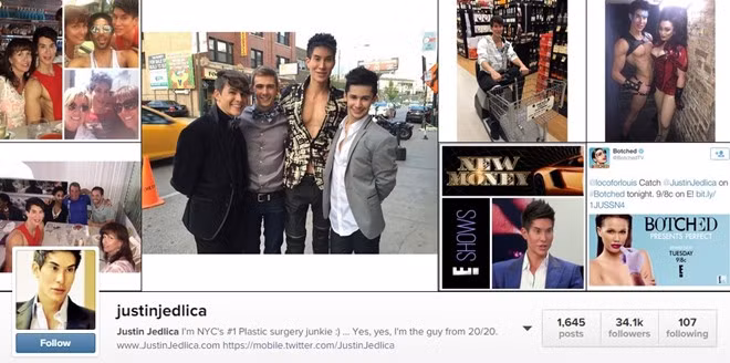 Theo Daily Mail, Justin Jedlica là chàng trai người Mỹ nổi tiếng nhờ có vẻ ngoài giống với búp bê Ken (bạn trai Barbie). Anh từng trải qua hơn 190 ca phẫu thuật thẩm mỹ. Mới đây, anh gây chú ý khi chia sẻ cuộc sống giàu sang của mình trên Instagram..