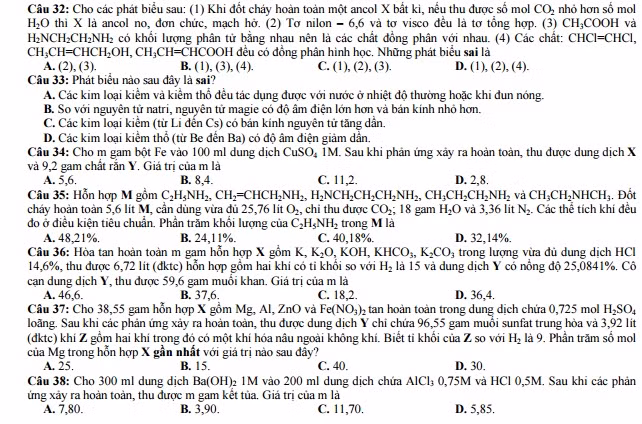 De thi thu THPT quoc gia 2015 mon Hoa truong THPT chuyen DH Vinh-Hinh-6